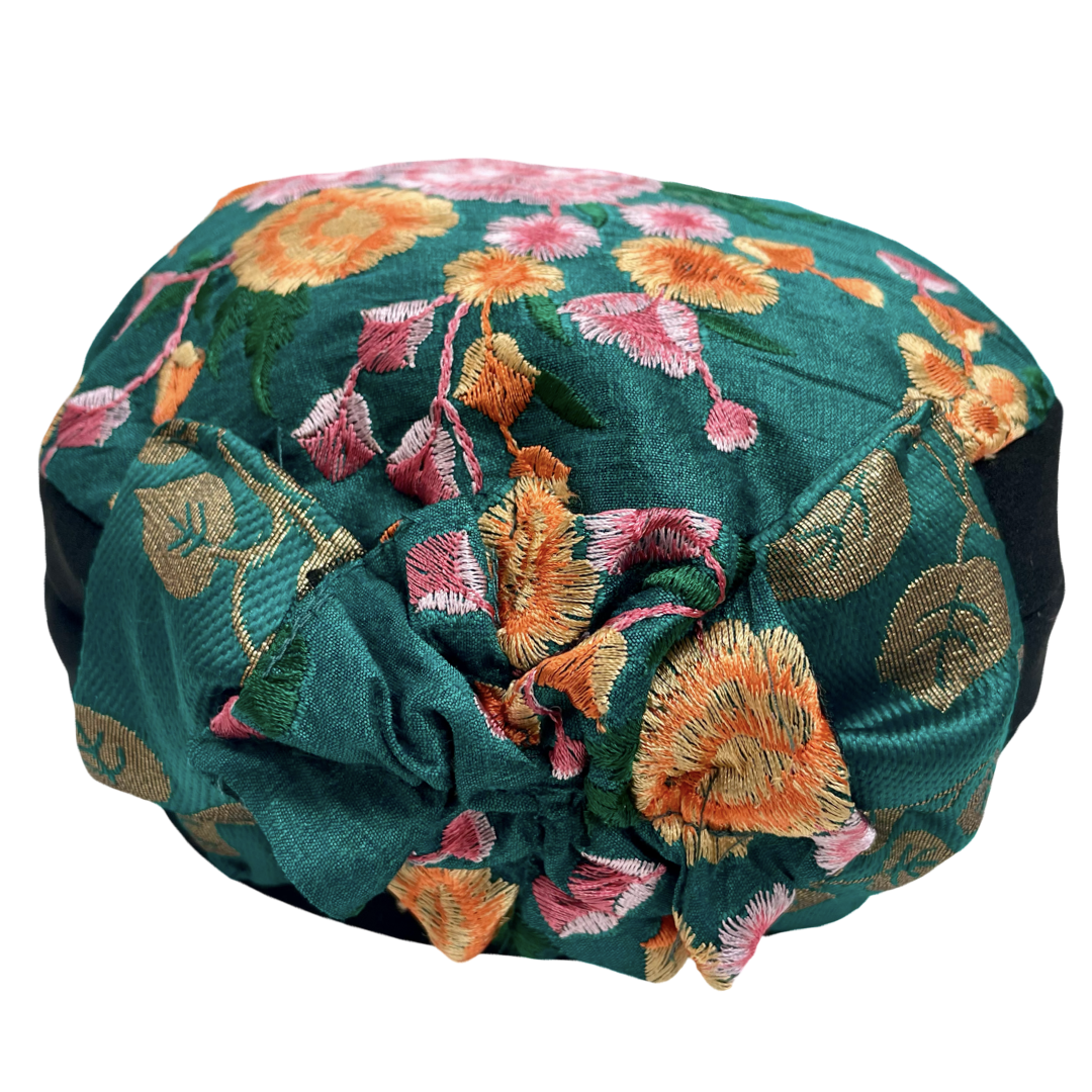 ⁨⁨ברט קלאסי רקום טורקיז פרחוני (7903261294768)