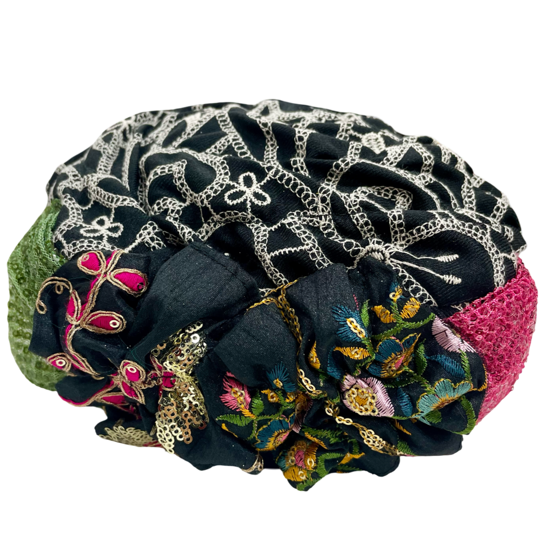 ⁨⁨⁨⁨⁨⁨⁨⁨⁨⁨⁨⁨⁨⁨⁨ברט מכווץ פרחים רקום צבעוני (7903263654064)