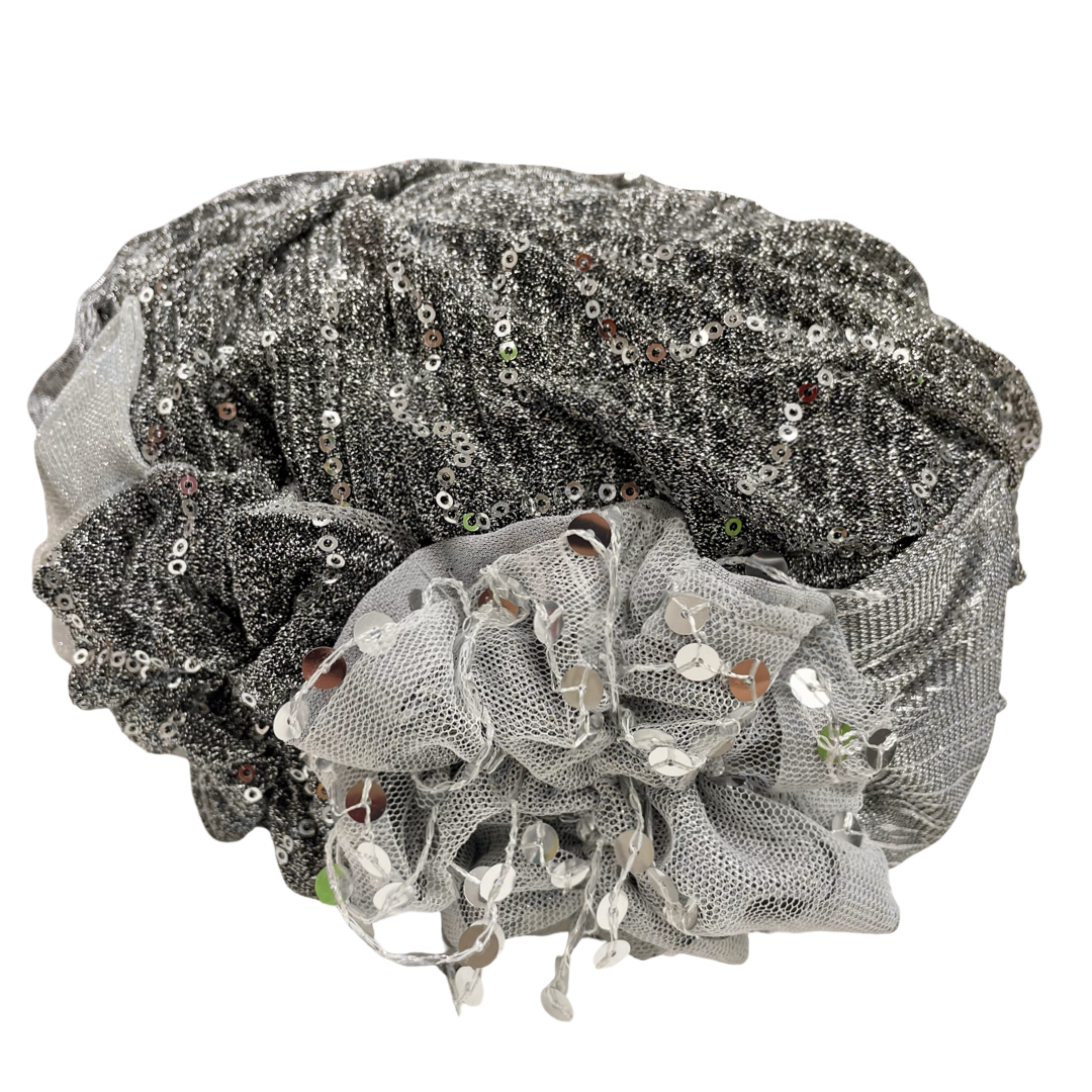 ⁨⁨⁨⁨⁨⁨⁨⁨⁨⁨⁨⁨⁨⁨⁨ברט מכווץ פרחים פייטים כסף (7903264473264)