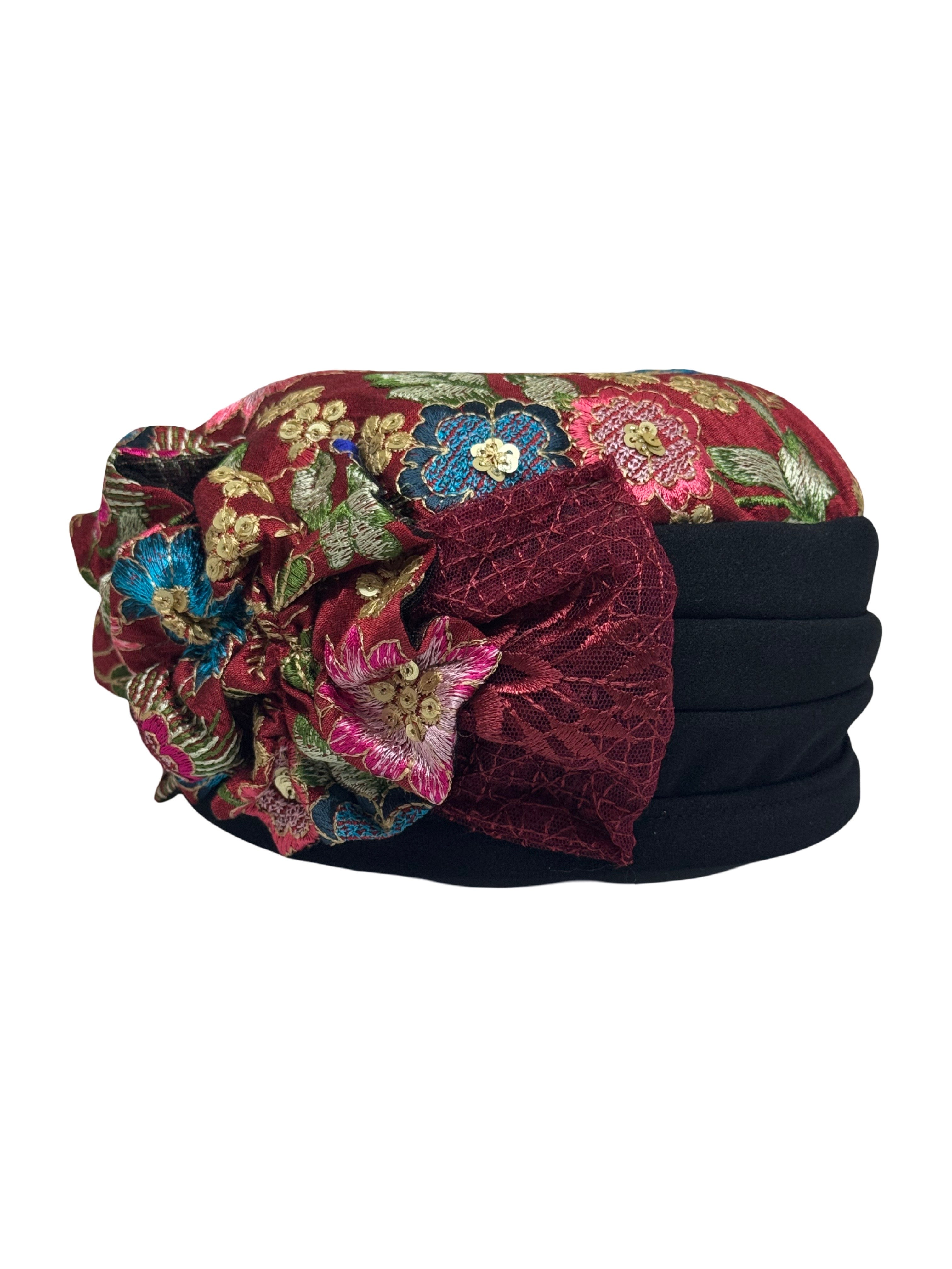 ⁨⁨ברט קלאסי פרח רקום בורדו (7935958483120)