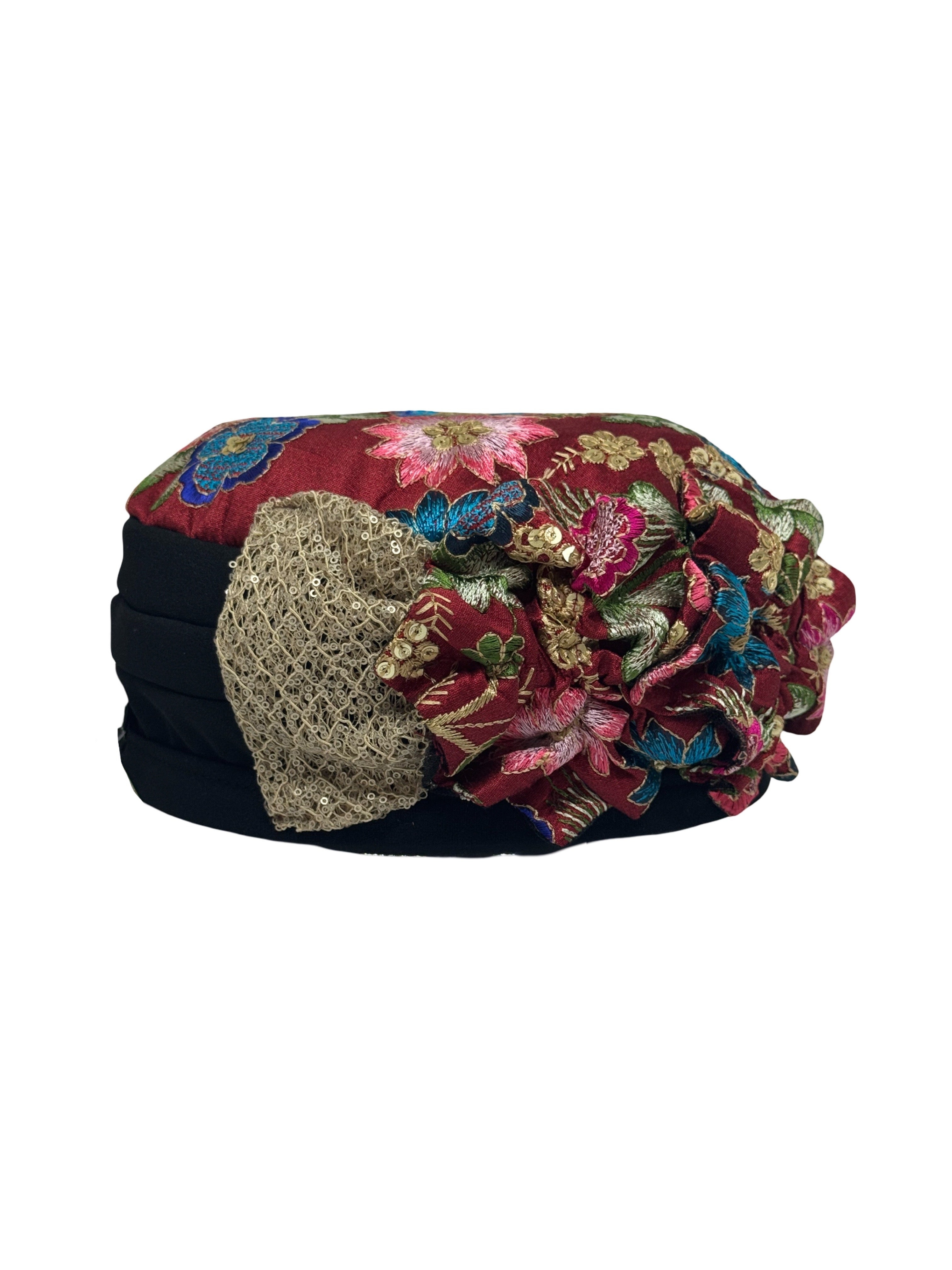 ⁨⁨ברט קלאסי פרח רקום בורדו (7935958483120)