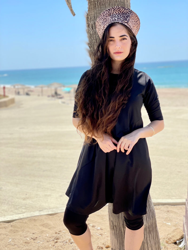 ⁨⁨סט בגד ים שמלה+טייץ ריף שחור⁩⁩ (4496628744215)