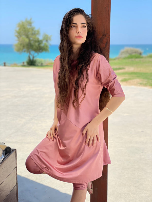 ⁨⁨⁨⁨⁨⁨סט בגד ים ריף שמלה+טייץ ורוד עתיק⁩⁩⁩⁩⁩⁩ (7338822140080)