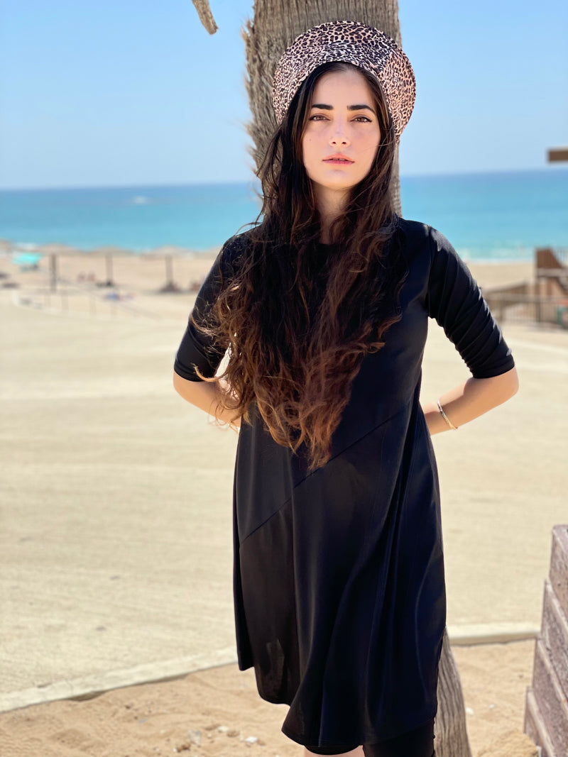 ⁨⁨סט בגד ים שמלה+טייץ ריף שחור⁩⁩ (4496628744215)