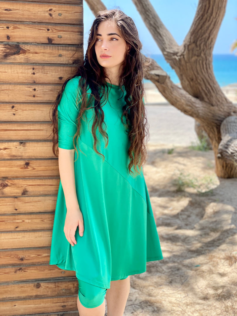 ⁨⁨⁨סט בגד ים שמלה+טייץ ריף ירוק⁩⁩⁩ (7117737001136)