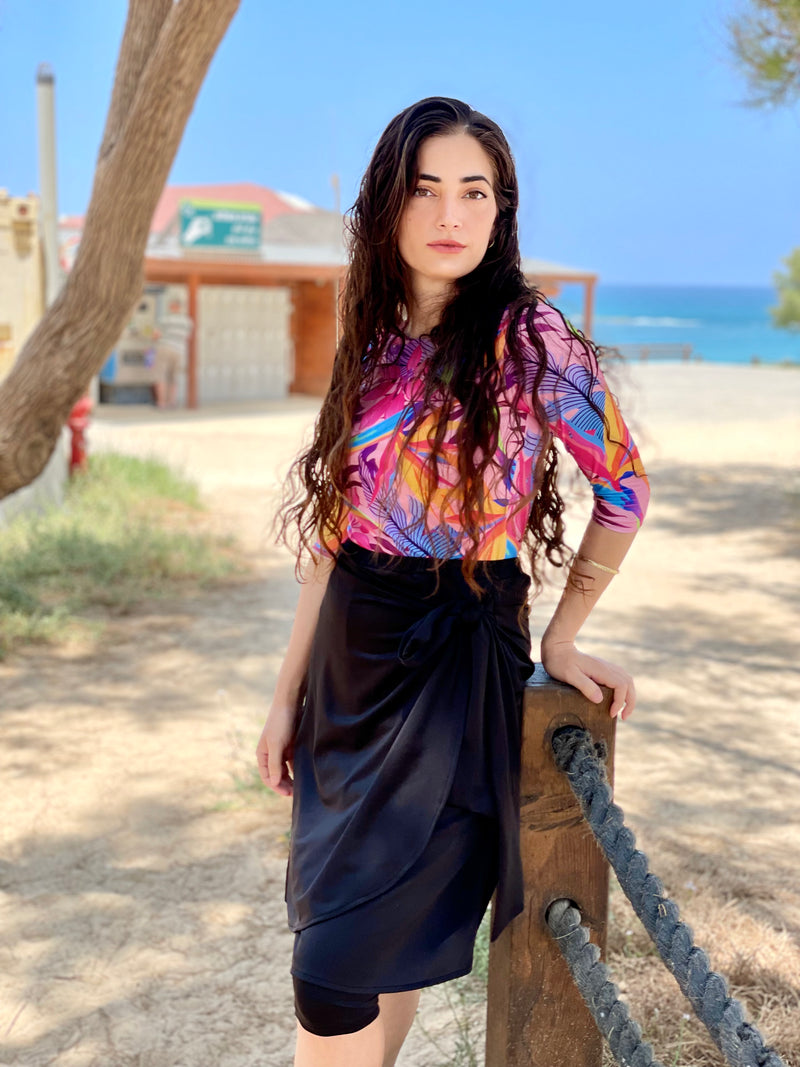 ⁨⁨⁨⁨⁨⁨⁨⁨⁨⁨⁨⁨סט בגד ים צדפות חולצה+חצאית טייץ פרחוני שחור ⁩⁩⁩⁩⁩⁩⁩⁩⁩⁩⁩⁩ (7338565370032)